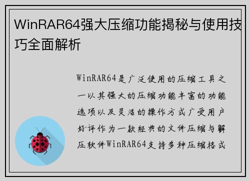 WinRAR64强大压缩功能揭秘与使用技巧全面解析